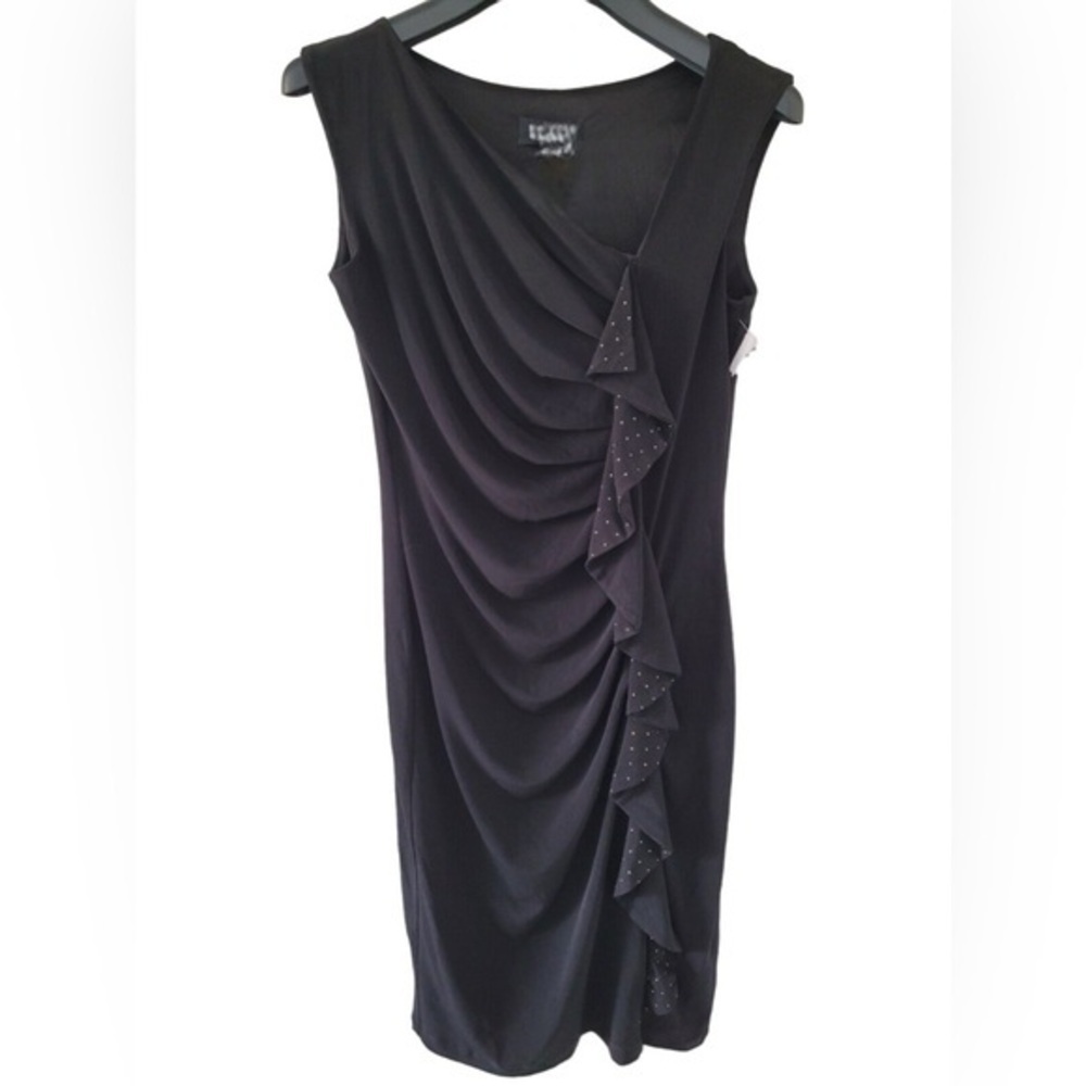 Women’s Little Black Dress Cocktail Sleeveless Fringe Dress Knee Length Size 8